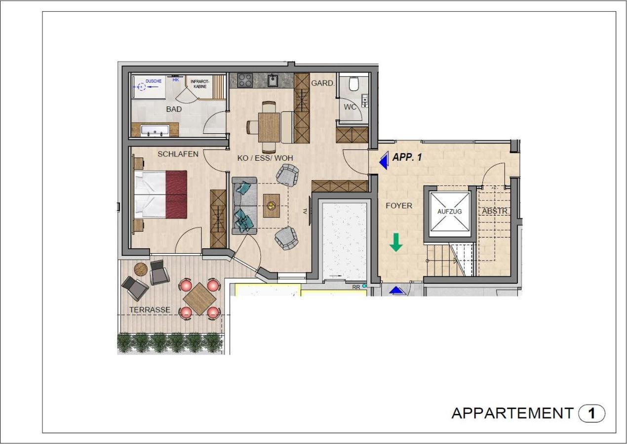Apartment mit Dusche