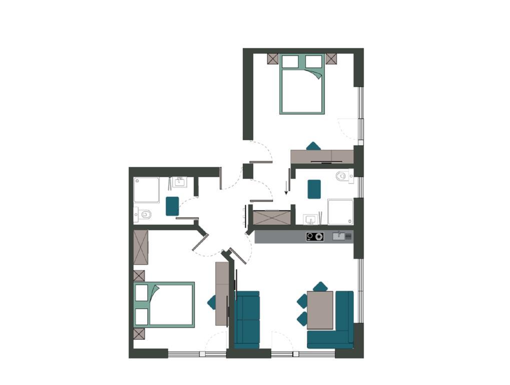 Appartement met 2 Slaapkamers (4 Volwassenen)