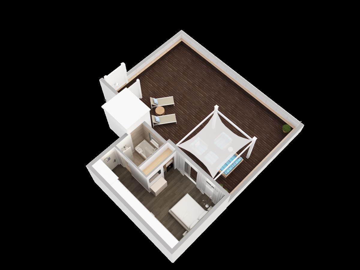 Quarto com Cama King-size e Terraço à Beira-mar