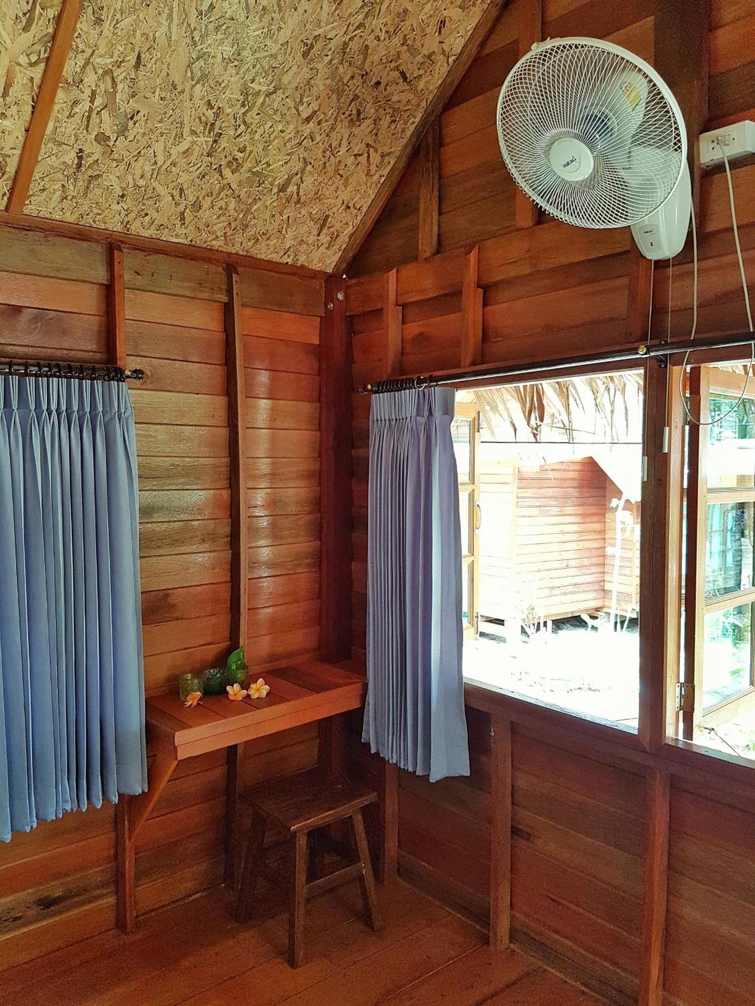 Gartenzimmer mit Ventilator - keine Warmwasserdusche