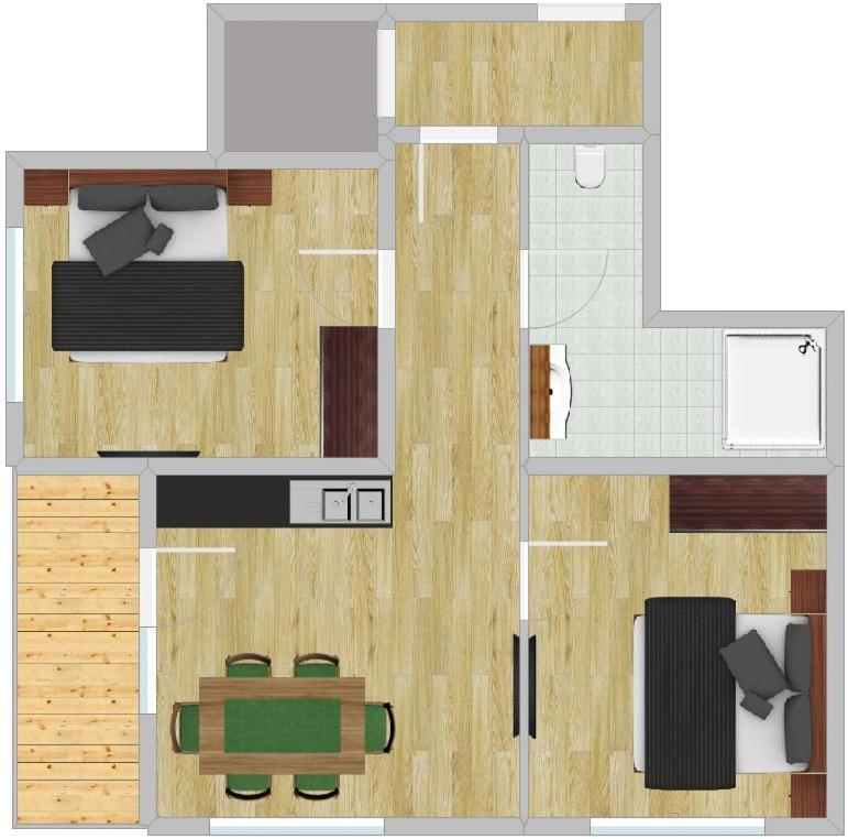 Apartment mit 2 Schlafzimmern und Balkon